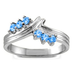 Grooved Collage 3-8 Stones Ring