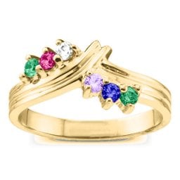 Grooved Collage 3-8 Stones Ring