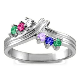 Grooved Collage 3-8 Stones Ring