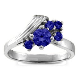Grooved Wave 2-9 Gemstones Ring