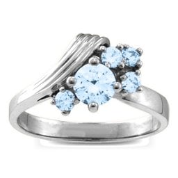 Grooved Wave 2-9 Gemstones Ring