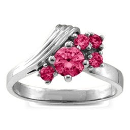 Grooved Wave 2-9 Gemstones Ring