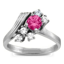 Grooved Wave 2-9 Gemstones Ring