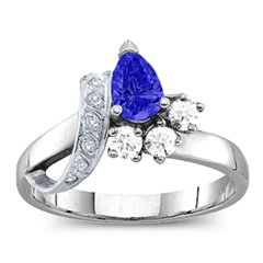 Pear Ribbon Ring with Gemstones