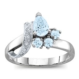 Pear Ribbon Ring with Gemstones