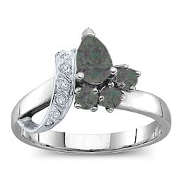 Pear Ribbon Ring with Gemstones