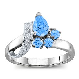 Pear Ribbon Ring with Gemstones