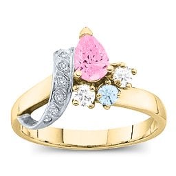 Pear Ribbon Ring with Gemstones