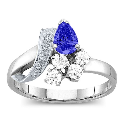 Pear Ribbon Ring with Gemstones