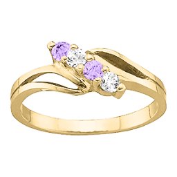 Diagonal Gemstone Branch Ring