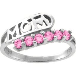 "Cherish" MOM Cut-out 2-6 Stones Ring