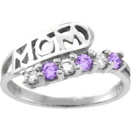 "Cherish" MOM Cut-out 2-6 Stones Ring