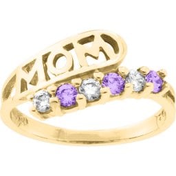 "Cherish" MOM Cut-out 2-6 Stones Ring