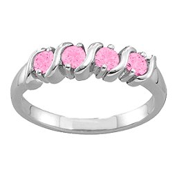 2-6 Gemstones S-Curve Ring