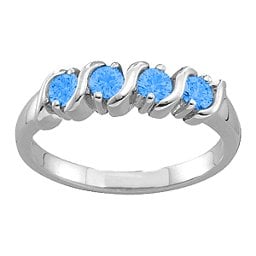 2-6 Gemstones S-Curve Ring