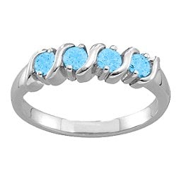 2-6 Gemstones S-Curve Ring