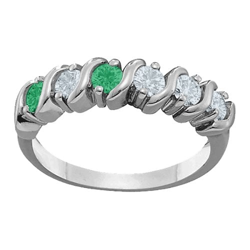 2-6 Gemstones S-Curve Ring