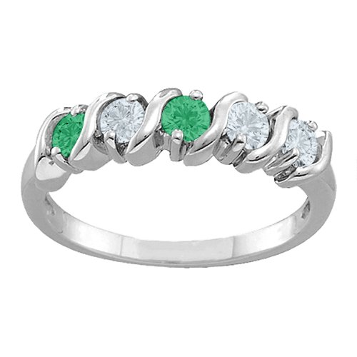 2-6 Gemstones S-Curve Ring