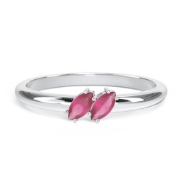 2 Stone Marquise Ring in 925 Sterling Silver with Ruby