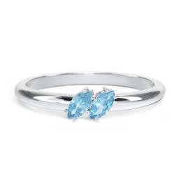 2 Stone Marquise Ring in 925 Sterling Silver with Blue Topaz