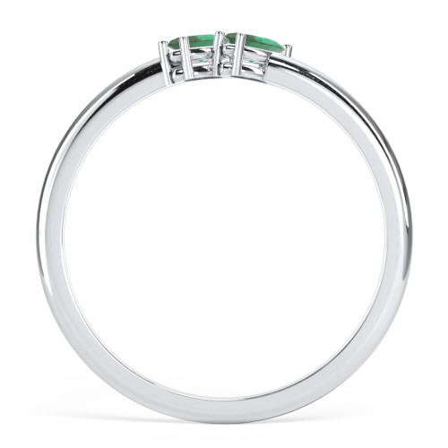 2 Stone Marquise Ring – Sterling Silver with Emerald
