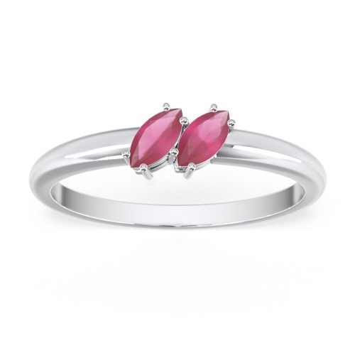 2 Stone Marquise Ring – Sterling Silver with Ruby