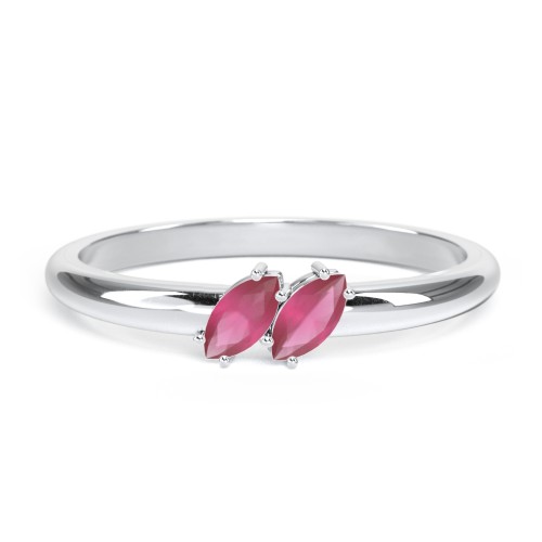 2 Stone Marquise Ring – Sterling Silver with Ruby