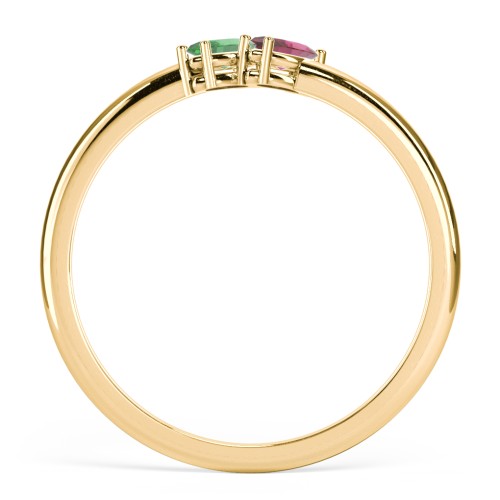 2 Stone Marquise Ring – 9kt Yellow Gold with Emerald and Ruby