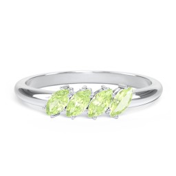 4 Stone Marquise Ring in 925 Sterling Silver with Peridot