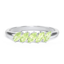 5 Stone Marquise Ring in 925 Sterling Silver with Peridot