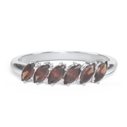 6 Stone Marquise Ring in 925 Sterling Silver with Garnet