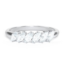6 Stone Marquise Ring in 925 Sterling Silver with Aquamarine