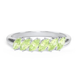 6 Stone Marquise Ring in 925 Sterling Silver with Peridot