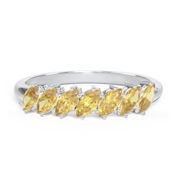 7 Stone Marquise Ring in 925 Sterling Silver with Citrine