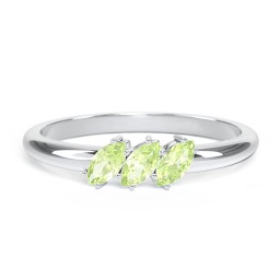 Petit Marquise Trio Ring in 925 Sterling Silver with Peridot