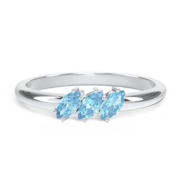 Petit Marquise Trio Ring in 925 Sterling Silver with Blue Topaz