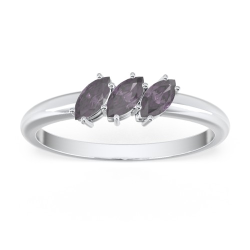 Petit Marquise Trio Ring – Sterling Silver with Alexandrite