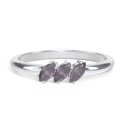 Petit Marquise Trio Ring – Sterling Silver with Alexandrite