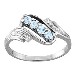 Diagonal Gemstone Ring with Accents