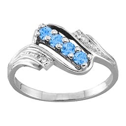 Diagonal Gemstone Ring with Accents