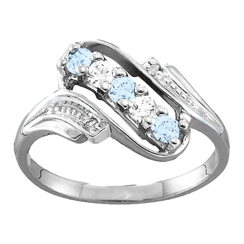 Diagonal Gemstone Ring with Accents