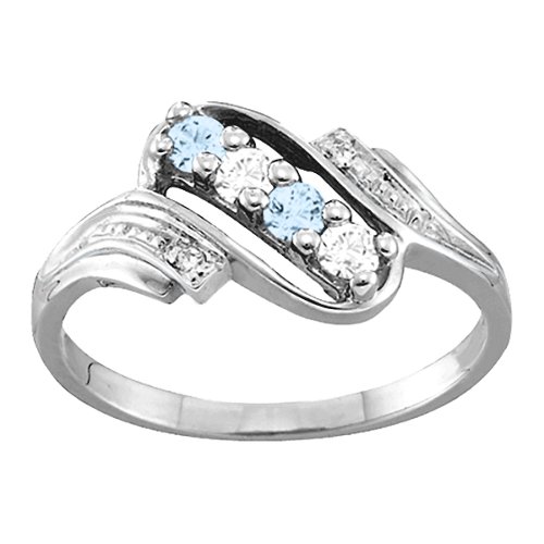 Diagonal Gemstone Ring with Accents