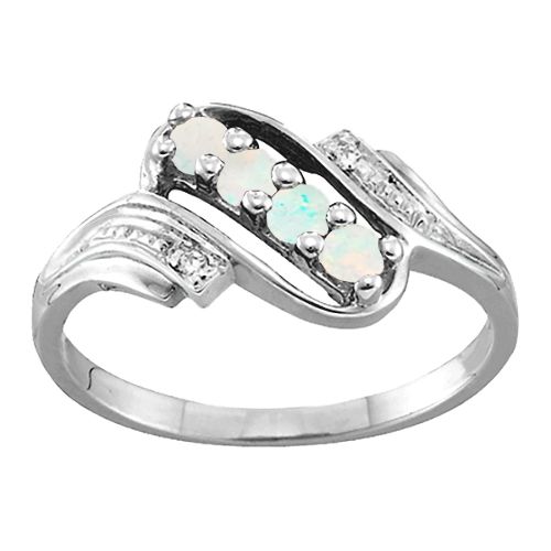 Diagonal Gemstone Ring with Accents