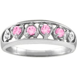 "Lyric" Embedded Hearts Ring with 2-6 stones