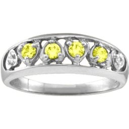 "Lyric" Embedded Hearts Ring with 2-6 stones