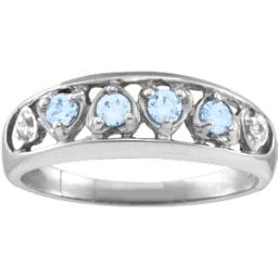 "Lyric" Embedded Hearts Ring with 2-6 stones