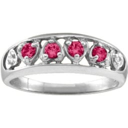 "Lyric" Embedded Hearts Ring with 2-6 stones