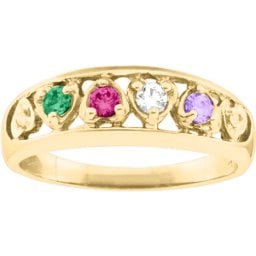 "Lyric" Embedded Hearts Ring with 2-6 stones