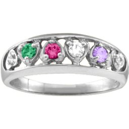 "Lyric" Embedded Hearts Ring with 2-6 stones