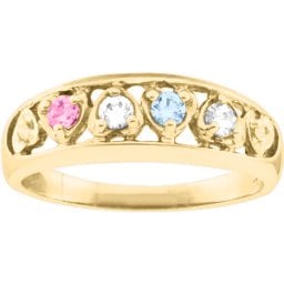 "Lyric" Embedded Hearts Ring with 2-6 stones